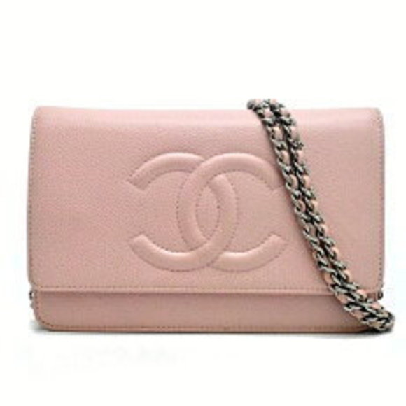 Louis Vuitton Coco Mark Chain Wallet Shoulder Bag Caviar Skin Pink - Picture 1 of 9